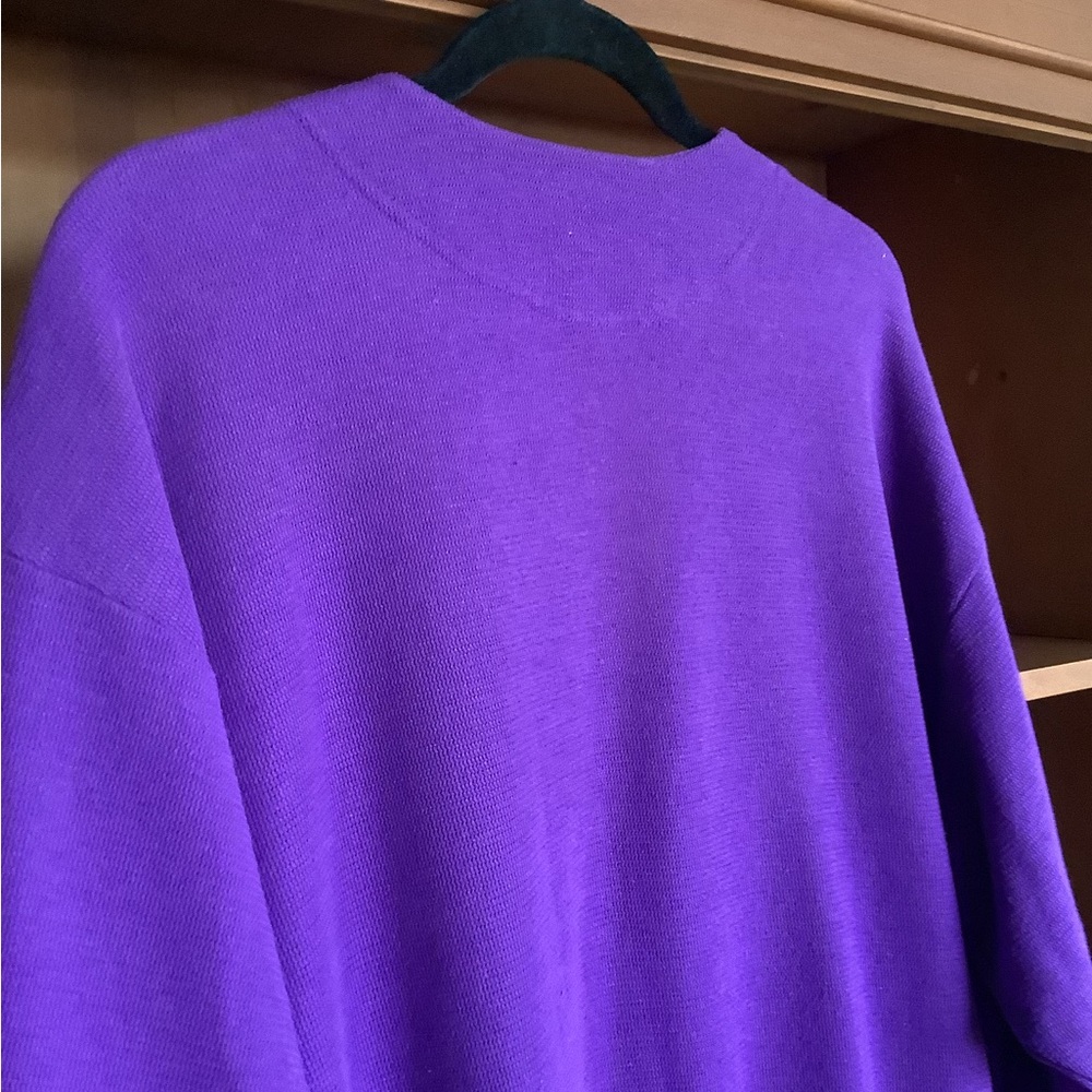 Vintage Jantzen Cardigan Sweater Size XL Purple 90s Retro Preppy Button Up - Picture 9 of 13